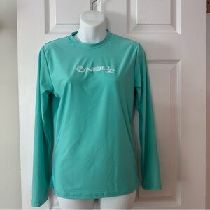 O’Neill Women' M Rash Guard Aqua Long Sleeve Skins UPF 50+ Surf Shirt